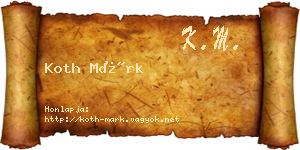 Koth Márk névjegykártya